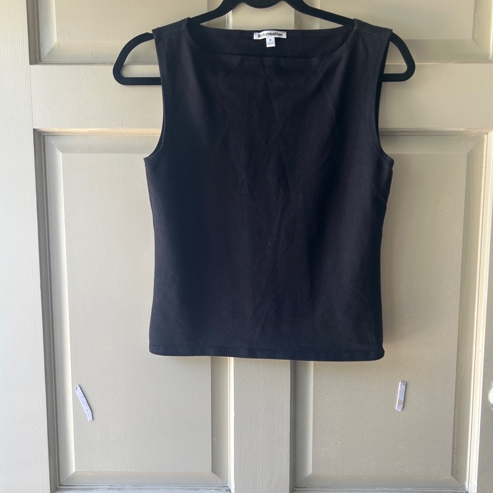 Reformation Black Sleeveless Square Neck Tank - Picture 3 of 6